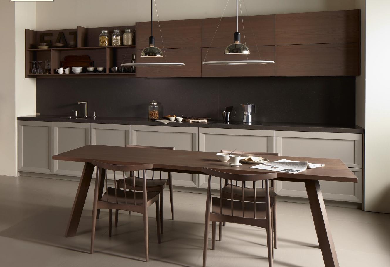 Cocina serie Soho en roble y gris con encimera Dekton